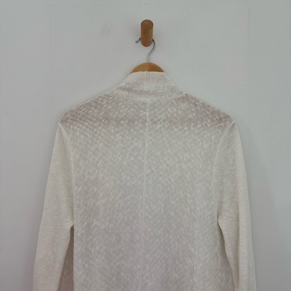 Eileen Fisher cream cotton linen open front draped cardigan - Medium - Picture 5 of 7